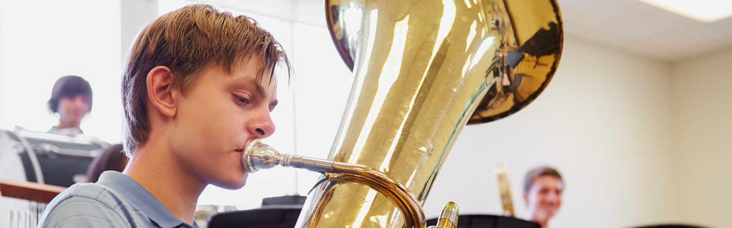 A young tuba player