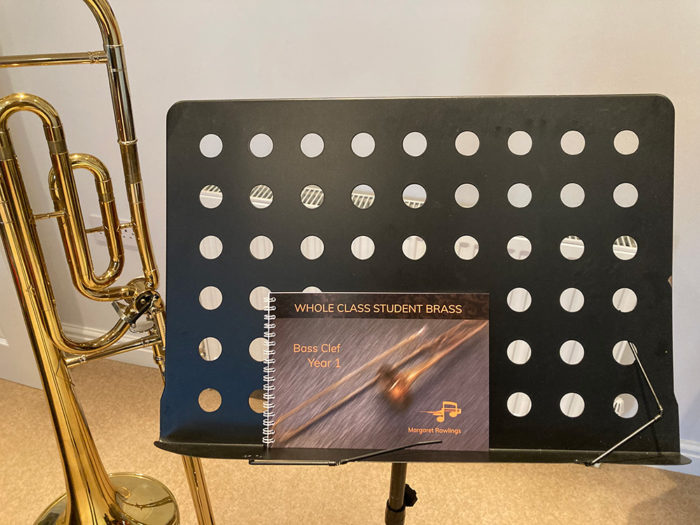 A book on a music stand