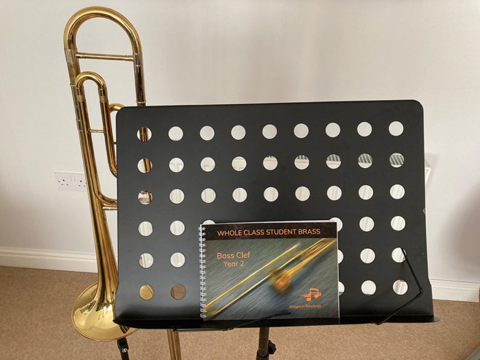 A book on a music stand